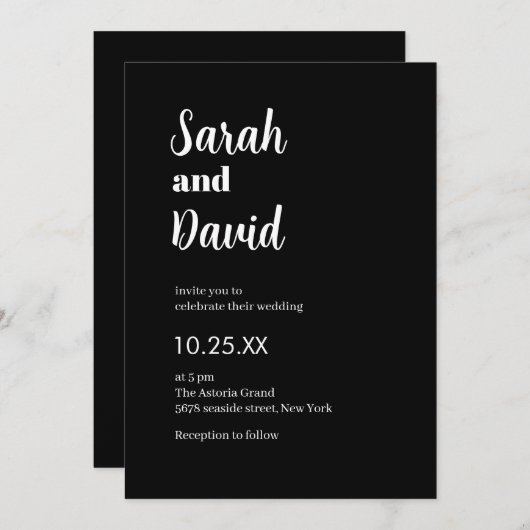 Bruidegom Bruid Modern zwart-wit bruiloft Kaart (Voorkant / Achterkant)