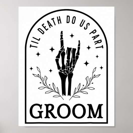 Bruidegom Bruid Skelet Gotische Halloween Verlovin Poster (Voorkant)