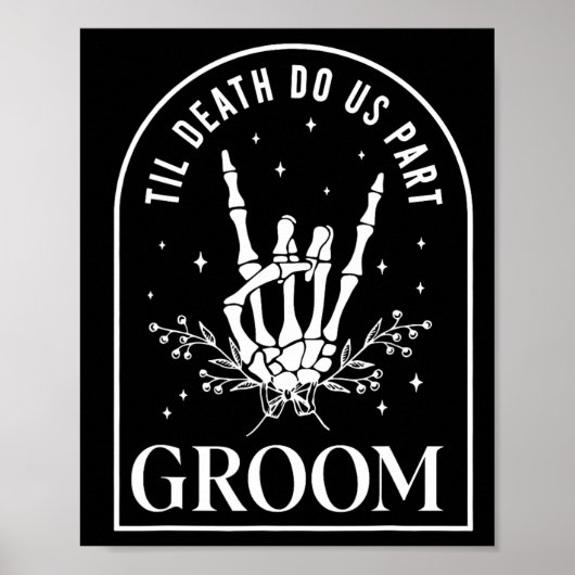 Bruidegom Bruid Skelet Rots Hand Koppels Trouwen H Poster (Voorkant)