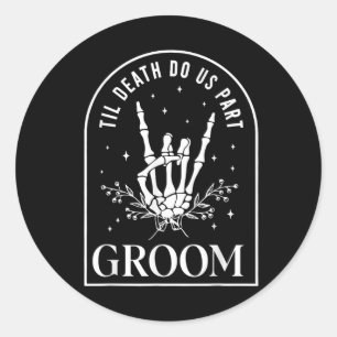 Bruidegom Bruid Skeleton Rock Hand Paren Trouwzaal Ronde Sticker
