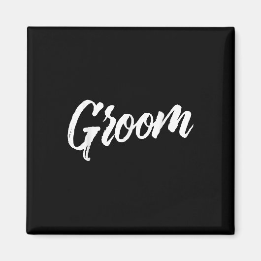 Bruidegom bruiloft _ Witte borstel Distressed teks Magneet (Voorkant)