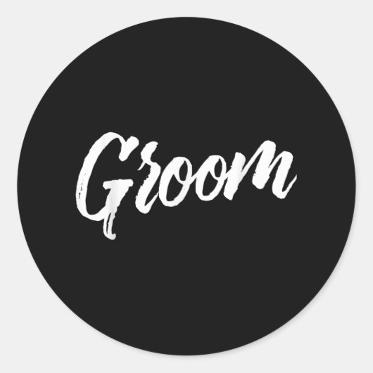 Bruidegom bruiloft _ Witte borstel Distressed teks Ronde Sticker (Voorkant)