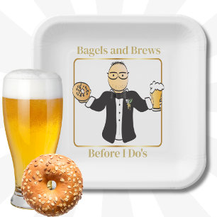 Bruidegom Cartoon Grappige Spreuk Bagel Bruiloft B Papieren Bordje