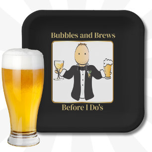Bruidegom Cartoon Grappige Spreuk Bier Bachelorfee Papieren Bordje