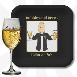 Bruidegom Cartoon Grappige Spreuk Bier Champagne T Papieren Bordje