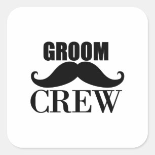 Bruidegom Crew Bachelorfeest Huwelijk Zwart Cadeau Vierkante Sticker