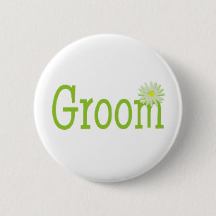 Bruidegom/ Daisy Ronde Button 5,7 Cm