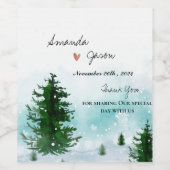 bruidegom dank u winterochtend bruiloft wijn etiket (Enkel label)