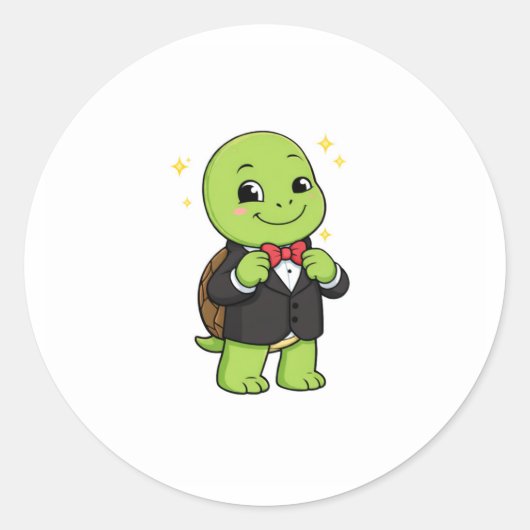 Bruidegom die zich klaarmaakt ronde sticker (Voorkant)