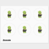 Bruidegom die zich klaarmaakt ronde sticker (Vel)