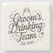 Bruidegom Drink Team Stenen Onderzetter (Voorkant)