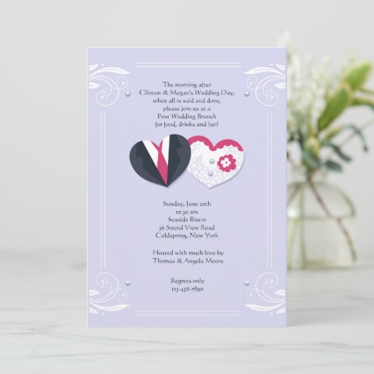 Bruidegom en Bruid Hartelijke Uitnodiging (Staand voorkant)