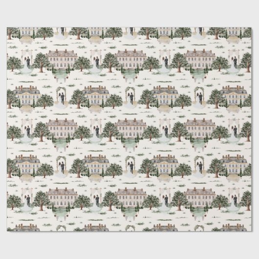 Bruidegom en bruid voor bruiloft Vrijgezellenfeest Cadeaupapier (Vlak)