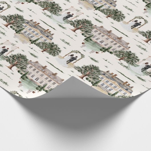 Bruidegom en bruid voor bruiloft Vrijgezellenfeest Cadeaupapier (Hoek)