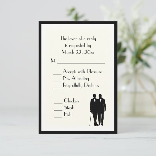 Bruidegom en Bruidegom Menu Trouw RSVP Klassieke C (Staand voorkant)