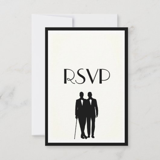 Bruidegom en Bruidegom Menu Trouw RSVP Klassieke C (Achterkant)