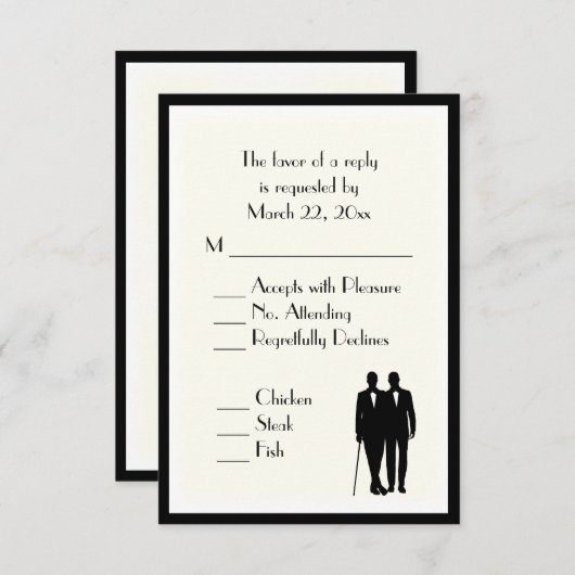 Bruidegom en Bruidegom Menu Trouw RSVP Klassieke C (Voorkant / Achterkant)