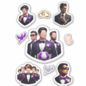 Bruidegom en bruidsjonkers paars sticker (Voorkant)