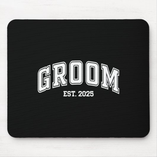 Bruidegom Est. 2025 Retro Just Getrouwde Koppels W Muismat (Voorkant)