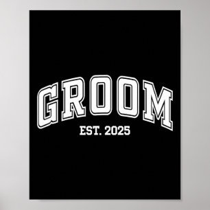 Bruidegom Est. 2025 Retro Just Getrouwde Koppels W Poster
