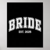 Bruidegom Est. 2025 Retro Just Getrouwde Koppels W Poster (Voorkant)