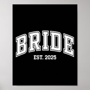 Bruidegom Est. 2025 Retro Just Getrouwde Koppels W Poster
