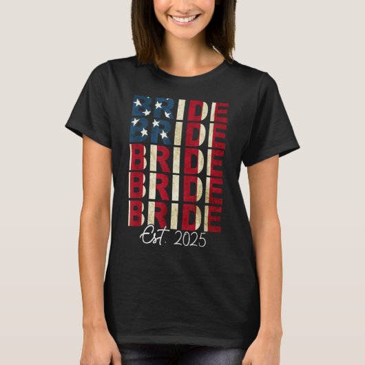Bruidegom Est. Amerikaanse vlag 2025: getrouwd T-shirt (Voorkant)