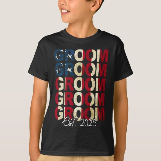 Bruidegom Est. Amerikaanse vlag 2025: getrouwd T-shirt (Voorkant)