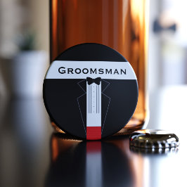 Bruidegom Geschenk Flesopener met Zwarte Smoking N Button Flesopener