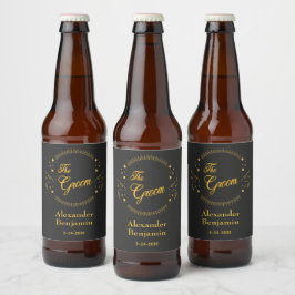 Bruidegom Goud Trouw Elegant Persoonlijk Bier Etiket