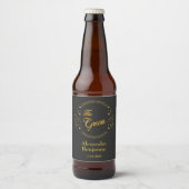 Bruidegom Goud Trouw Elegant Persoonlijk Bier Etiket (Voorkant)