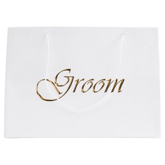 Bruidegom, gouden schrift elegante kalligrafie groot cadeauzakje (Voorkant)