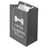 Bruidegom Grijs Elegant Modern Cadeaus Bruiloft Medium Cadeauzakje (Voorkant Gekanteld)