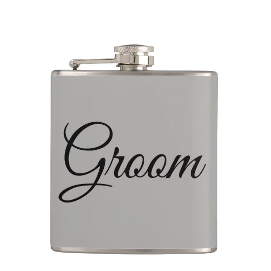 Bruidegom grijs en zwart heupfles (Voorkant)