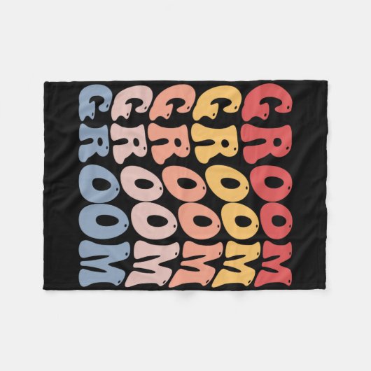 Bruidegom Groovy Bachelor Party  Fleece Deken (Voorkant (Horizontaal))