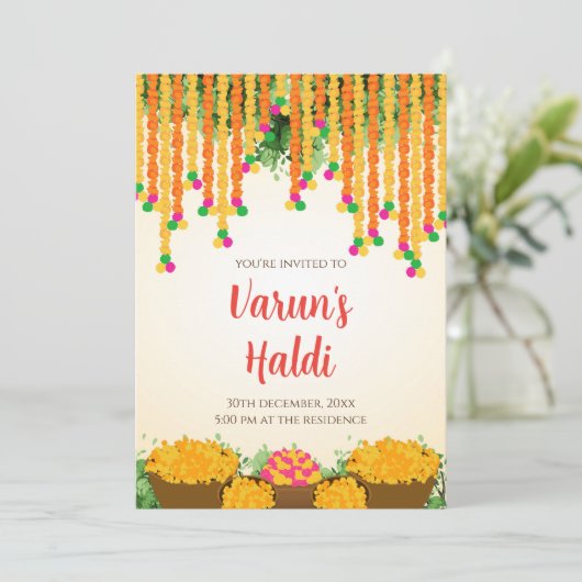 bruidegom Haldi uitnodigingen Digitale jongen Pith (Staand voorkant)