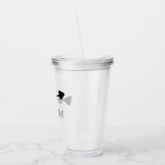 bruidegom hart en pijl bruiloft acryl drinkbeker (Links)