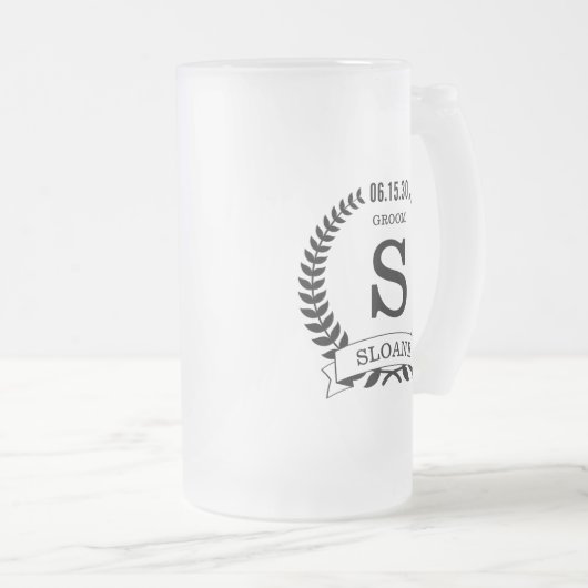 Bruidegom Initiaal Matglas Bierpul (Voorkant rechts)