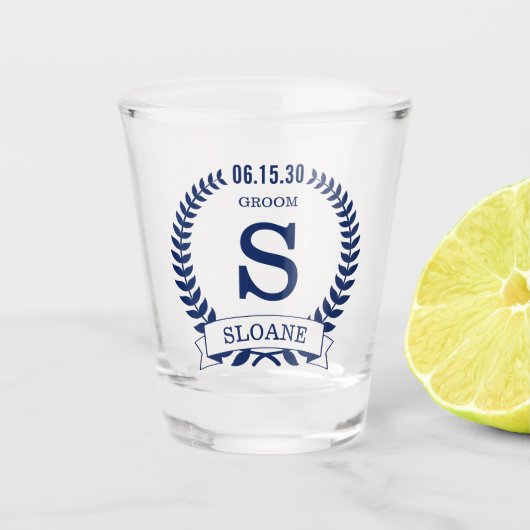 Bruidegom Initiaal Shot Glas (Voorkant)