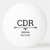 Bruidegom Initialen Pingpongbal (Voorkant)