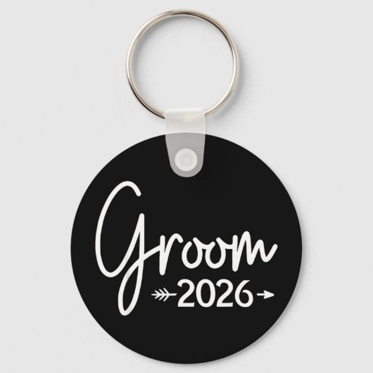 Bruidegom is 2026 getrouwd trouwfeest bruidsfeest sleutelhanger (Voorkant)