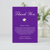 bruidegom katoenen Paarse pruim elegante bruiloft Bedankkaart (Staand voorkant)
