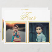 Bruidegom Leeftijd Elegant Klasse Gouden Tafel Num Kaart (Voorkant / Achterkant)