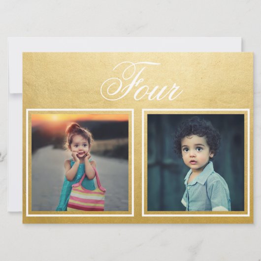 Bruidegom Leeftijd Elegant Klasse Gouden Tafel Num Kaart (Voorkant)