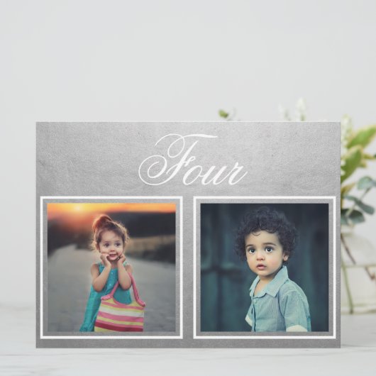 Bruidegom Leeftijd Elegant Klasse Zilver Tafelnumm Kaart (Staand voorkant)