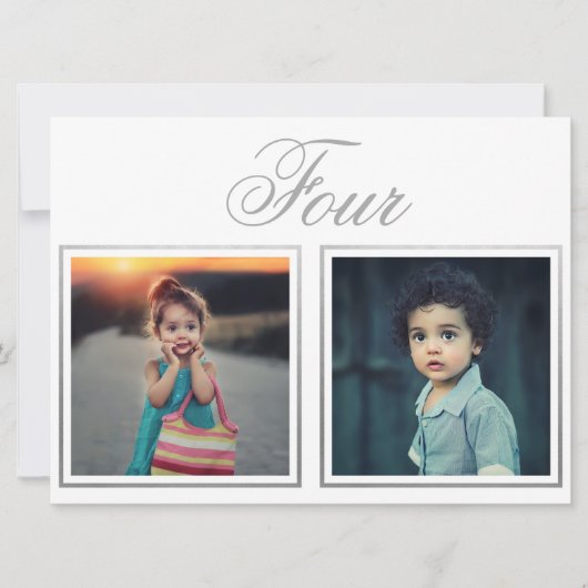 Bruidegom Leeftijd Elegant Klasse Zilveren Tafelnu Kaart (Voorkant)