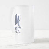 Bruidegom Met Blauwe Stropdas Matglas Bierpul (Voorkant links)