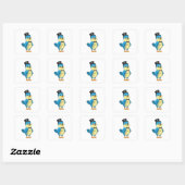 Bruidegom met lint vierkante sticker (Vel)