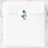 Bruidegom met lint vierkante sticker (Tas)