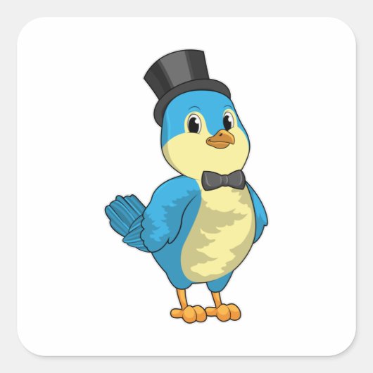 Bruidegom met lint vierkante sticker (Voorkant)